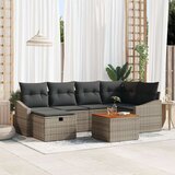 vidaXL 7-delni set vrtnih kavčev z blazinami Sivi Poli Rattan | Shoptok.si