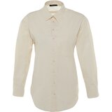 Trendyol Gray Single Pocket Boyfriend Wide Fit Cotton Woven Shirt | shoptok.hr