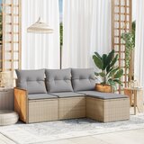 Maison Chic Seti vrtnega pohištva - Vrtna garnitura - Vrtni pohištvo set 4-delna z blazinami bež poli ratan, (21810039) | Shoptok.si