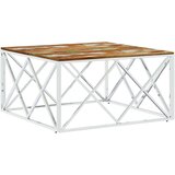  Klubska mizica srebrna nerjaveče jeklo in trden predelan les - Klubska Mizica, (21573477) | Shoptok.si