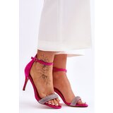 WS1 Suede High Heel Sandals With Rhinestones Fuchsia Moments | Shoptok.si