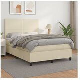 vidaXL Box spring postelja z vzmetnico krem 140x190 cm umetn | Shoptok.si