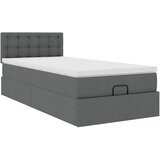 vidaXL Otomanski posteljni okvir z vzmetnico siv 100x200 cm blago, (21609771) | Shoptok.si