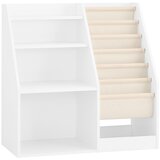 SoBuy otroška knjižna omara Montessori s tremi policami in košaro bela 80x40x80 cm, (5000009217) u