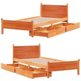  Posteljni okvir brez vzmetnice voščeno rjav 75x190 cm borovina | Shoptok.si