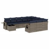 vidaXL 11-dijelni vrtni set s jastucima sivi poliratan - Siva i plava 1 | shoptok.hr