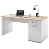 Landscape pisalna miza leseni material bela, barve hrasta | Shoptok.si