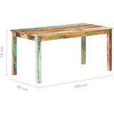  Blagovaonski stol od masivnog obnovljenog drva 160 x 80 x 76 cm | shoptok.hr