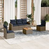  Vrtna garnitura - 6-dijelni set vrtnih sofa od poliratana s jastucima sivi - Siva 1 | shoptok.hr