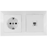 Ethernet utičnica i SCHUKO utičnica sa belim okvirom