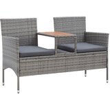 The Living Store Vrtna klop za 2 osebi s čajno mizico 143 cm poli ratan siva - Vrtna Klop, (21464608) Cene