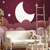  Foto tapeta - Moon dream - clouds in a maroon sky with stars for children 500x350 Standard | shoptok.hr