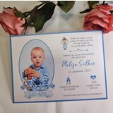  Vabilo za krst z angelčkom in sliko otroka, modro-pravokotno REK03-2 | Shoptok.si