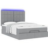  Otomanski krevet s madracem&LED svijetlosivi 140x190 cm tkanine | shoptok.hr