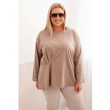 Kesi Włoski Women's Plus Size blouse with cotton, featuring a pocket and rolled sleeves kiwi Cene