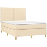 Krevet box spring s madracem LED krem 140x190 cm od tkanine | shoptok.hr