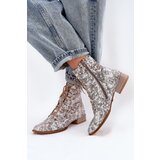 Maciejka Leather Patterned Ankle Boots With Flat Heel | Shoptok.si
