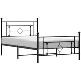  The Living Store Kovinski posteljni okvir z vzglavjem in vznožjem črn 107x203 cm - Posteljni Okvir, (21501357) | Shoptok.si