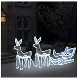  Božični okras 2 jelena in sani z mrežo 648 LED lučk