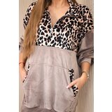 Kesi Velour dress with mocha leopard print | shoptok.hr