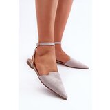 Boto Tied Ballerina Flats Eco Suede With Pointed Toes Grey Ellesara | Shoptok.si