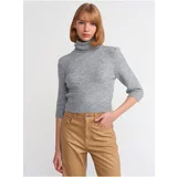 Dilvin 10306 Turtleneck Short Sleeve Crop Sweater-Dark Gray