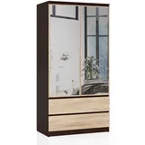 kabinet s 90 cm 2 vrat 2 predalnika 2 ogledali wenge / sonoma, (21713796)