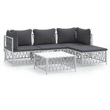 The Living Store Vrtna sedežna garnitura 5-delna z blazinami belo jeklo - Vrtna Sedežna Garnitura, (21422365) | Shoptok.si