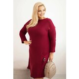 Kesi Włoski Plus Size women's oversized sweater dress with mohair and pocket burgundy Cene