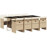  The Living Store Vrtna jedilna garnitura 9-delna z blazinami bež poli ratan - Vrtna Jedilna Garnitura, (21451441) | Shoptok.si