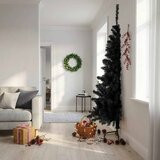  Umjetna polovica božićnog drvca sa stalkom crna 210 cm PVC | shoptok.hr