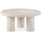 MOME Kremno bela okrogla klubska mizica v kamnitem dekorju ø 80 cm Iriel – Cene