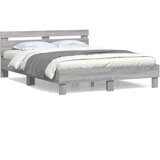 Furnova Posteljni okvir z vzglavjem siva sonoma 140x200 cm inž. les, (21935810) | Shoptok.si