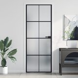 vidaXL Sobna vrata tanka crna 76 x 201 5 cm kaljeno staklo i aluminij | shoptok.hr