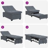 vidaXL Kavč postelja 3-v-1 izvlečna zasnova temno sive žametne | Shoptok.si