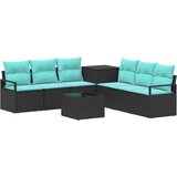  Set sofe 8 kom. Crna i Plava Poli Rattan i čelik | shoptok.hr