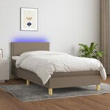The Living Store Box spring postelja z vzmetnico LED taupe 100x200 cm blago - Box Spring Postelja, (21517426) Cene