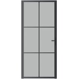  Unutarnja vrata 93 x 201,5 cm crna od mat stakla i aluminija | shoptok.hr