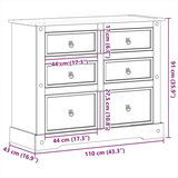 vidaXL Ladičar Corona 110 x 43 x 91 cm od masivne borovine | shoptok.hr