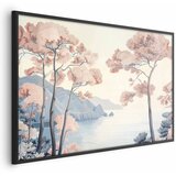  Plakat - Ocean Cliffs and Trees Delicate Motif in Pastel Colors 42x29.7 Crni okvir | shoptok.hr