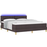 vidaXL Krevet s kutijom s madracem i LED-om tamnosmeđa 180x200 cm tkanina | shoptok.hr