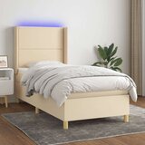  Krevet box spring s madracem LED krem 90x200 cm od tkanine Cijene
