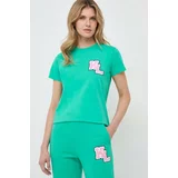 Karl Lagerfeld Bombažna kratka majica ženski, zelena barva