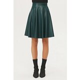 Dewberry 88854 Flared Faux Leather Skirt-PETROL Cene