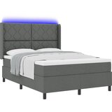 vidaXL Box Spring Postelja z Jogijem in LED Temno Siva 160x200 cm Tkanina, (22049201) | Shoptok.si