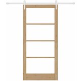  Klizna vrata 93 x 202 cm Masivna borovina i staklo Prirodna | shoptok.hr