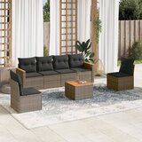 Maison Chic Seti vrtnega pohištva - Vrtna garnitura - Vrtni pohištvo set 7-delna z blazinami siv poli ratan, (21802878) | Shoptok.si