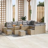 vidaXL 12-delni vrtni kavč z blazinami Bež Poli ratan Acacia | Shoptok.si