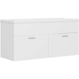 Ormarić Omarica za umivalnik z vgradnim umivalnikom bela iverna plošča | Shoptok.si