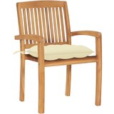 Maison Chic Vrtni stoli - Stol za vrt 2 kosa s kremno belimi blazinami trdna tikovina JS1270, (21877591) | Shoptok.si